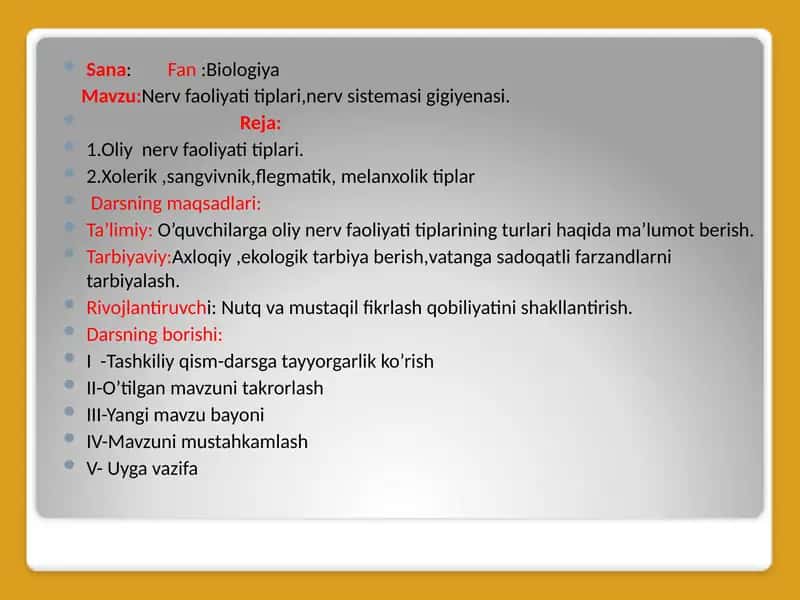 Nerv faoliyatining turlari 1