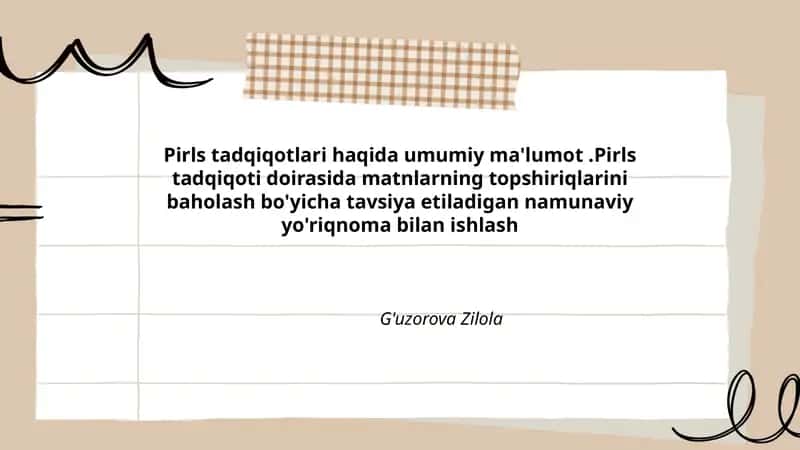 Pirls Tadqiqotlari Haqida Umumiy Ma'lumot 1