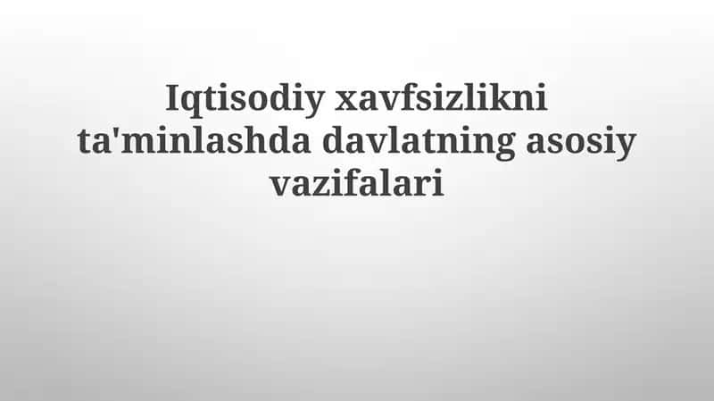 Iqtisodiy xavfsizlikni ta'minlash 1