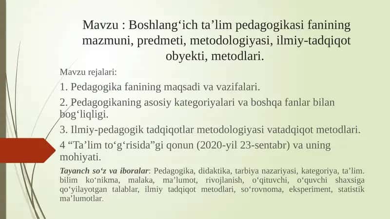 Boshlang‘ich ta’lim pedagogikasi 1