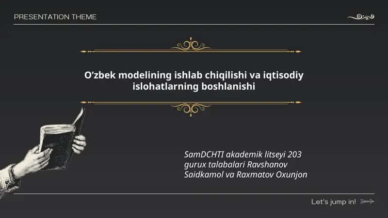 O’zbek modelining ishlab chiqilishi va iqtisodiy islohatlarning boshlanishi 1