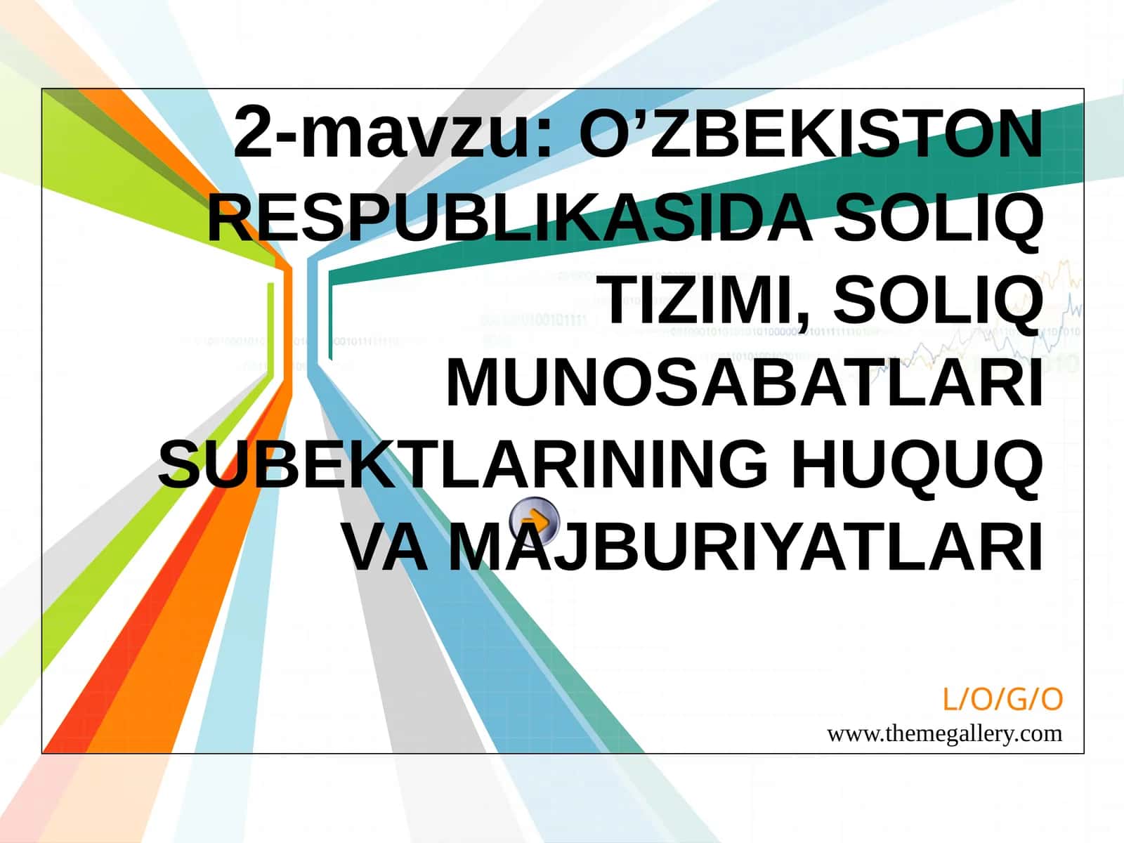 2-mavzu:O’ZBEKISTON RESPUBLIKASIDASOLIQ TIZIMI, SOLIQ MUNOSABATLARI SUBEKTLARINING HUQUQ VA MAJBURIYATLARI.Umumdavlatsoliqlarihamdamahalliysoliqlarvayig‘imlar 1