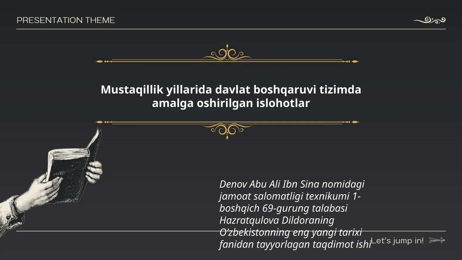 Oʻzbekistonning eng yangi tarixi fanidan tayyorlagan taqdimot ishi 1
