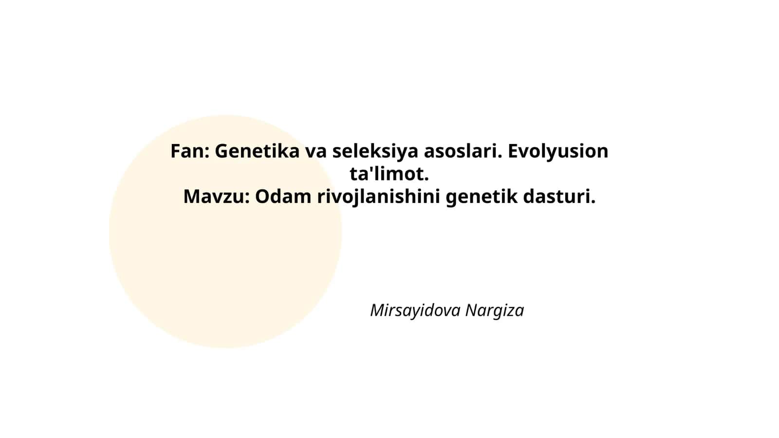 Odam rivojlanishini genetik dasturi 1