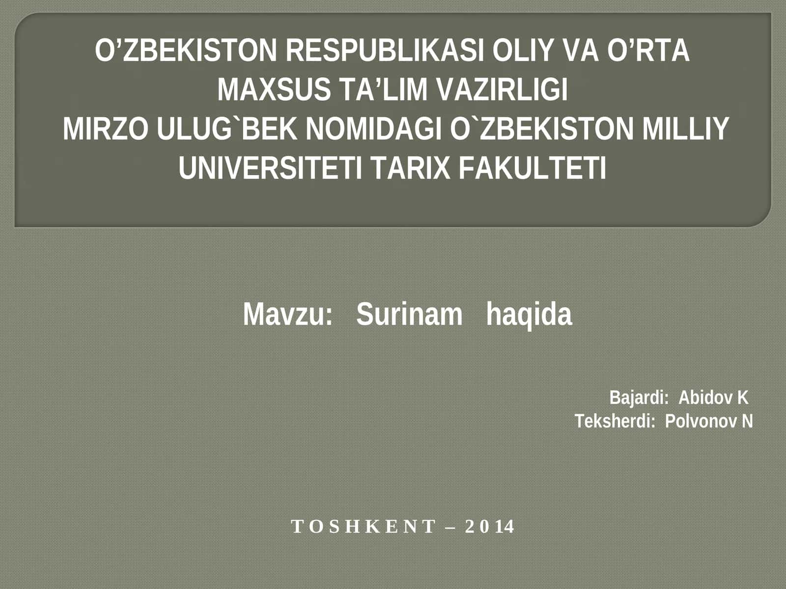 Surinam haqida 1