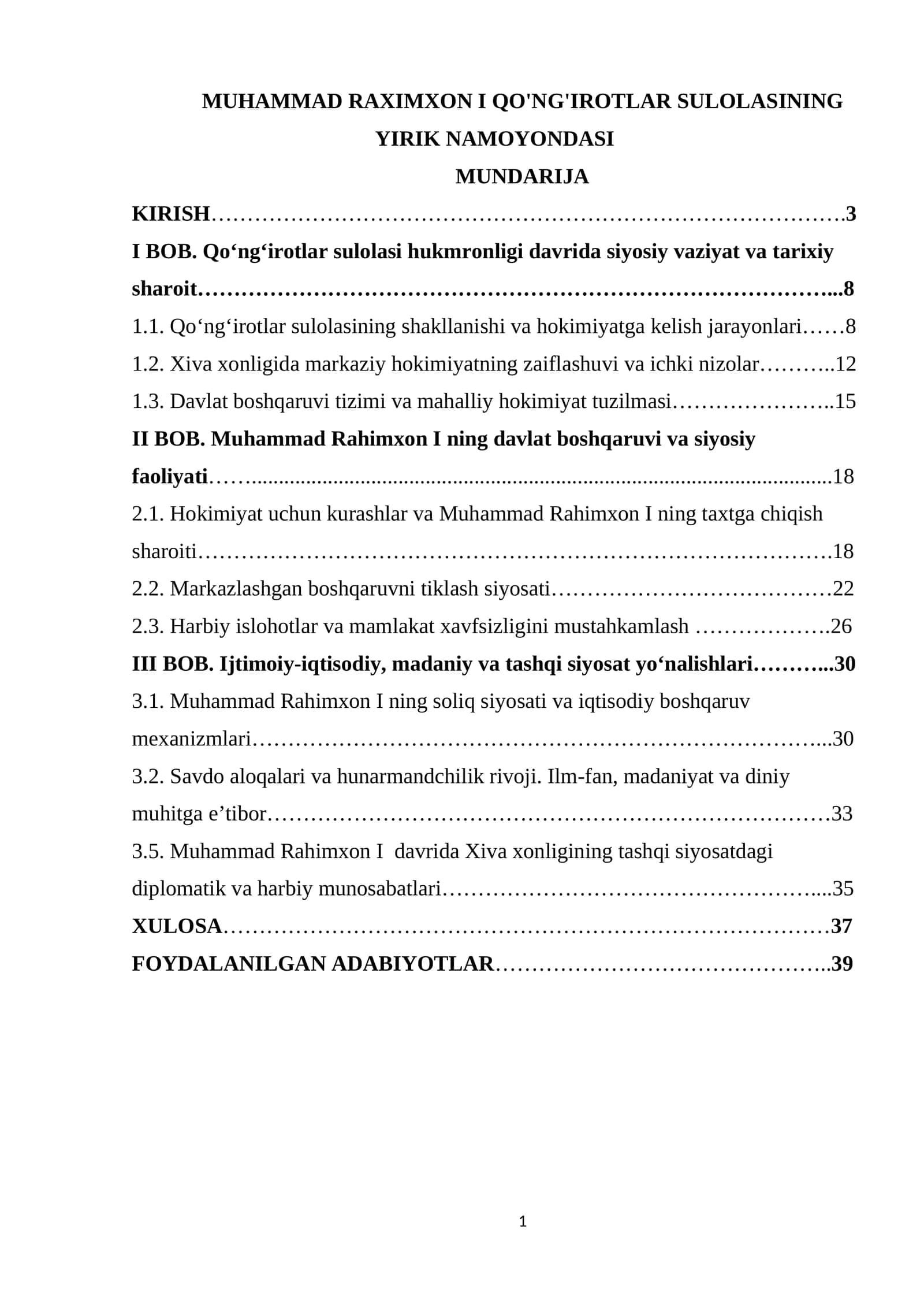 MUHAMMAD RAXIMXON I QO'NG'IROTLAR SULOLASINING YIRIK NAMOYONDASI 1
