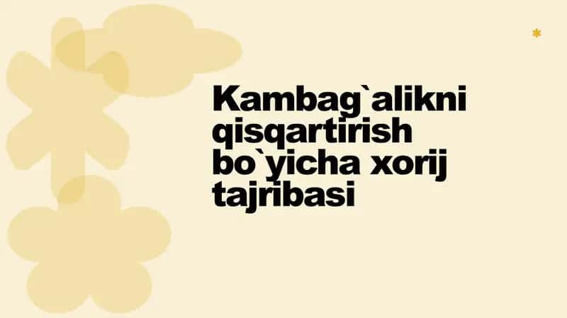 Kambag`alikni qisqartirish bo`yicha xorij tajribasi 1
