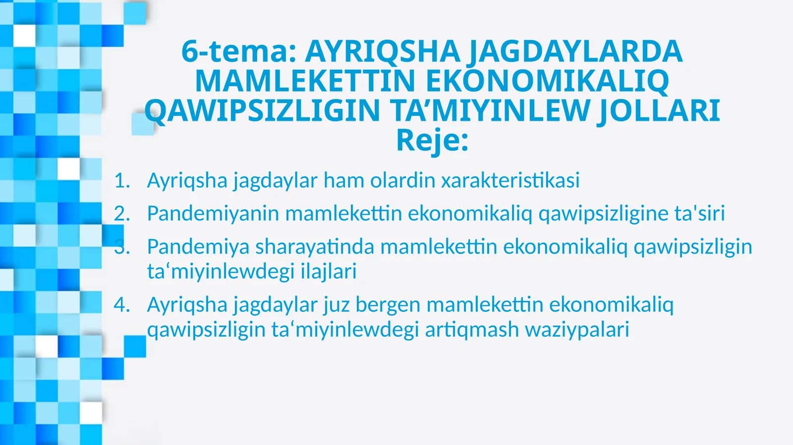 Ayriqsha Jagdaylarda Mamlekettin Ekonomikaliq Qawipsizligin Ta'miyinlew Jollari 1