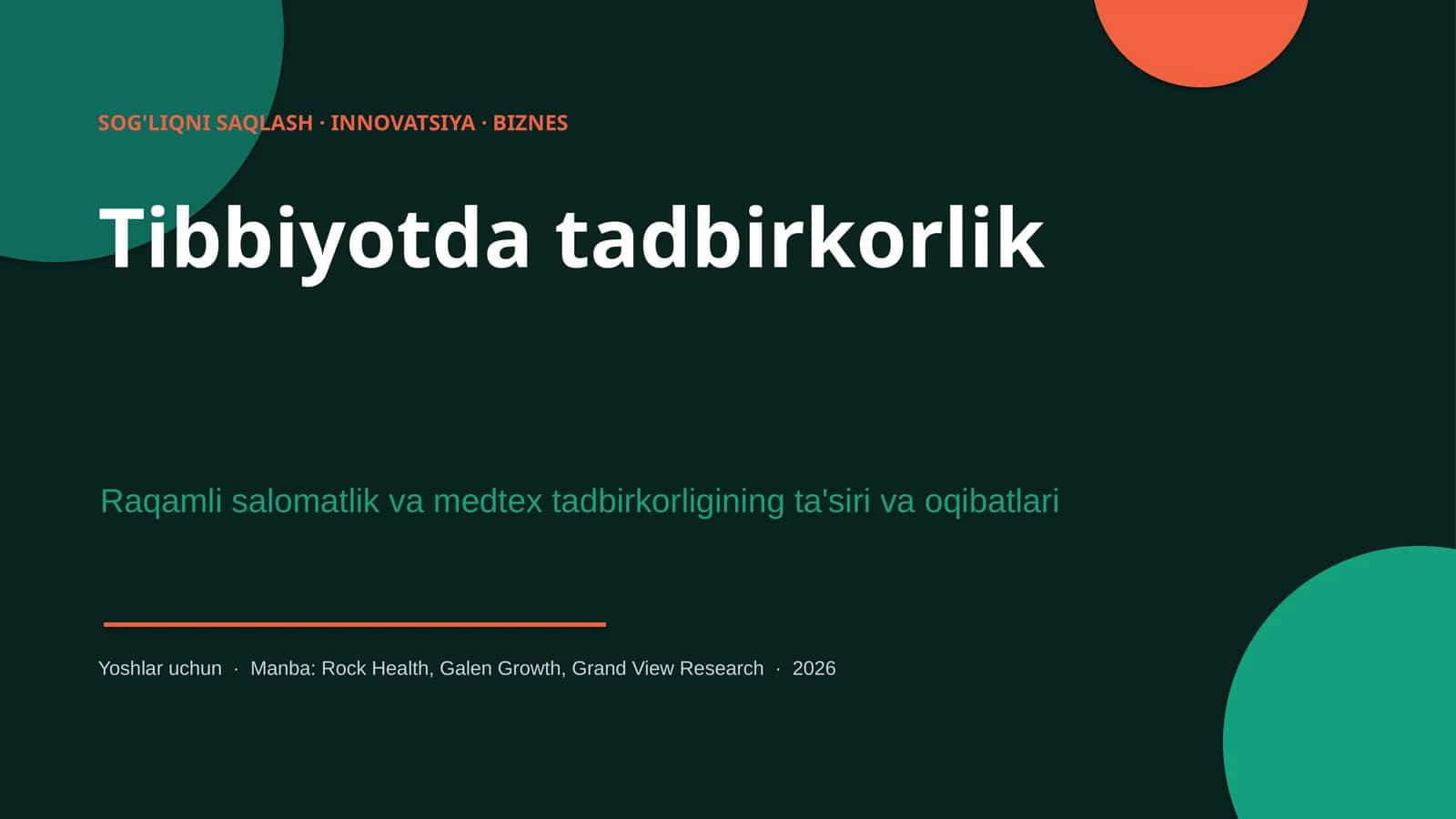 Tibbiyotda tadbirkorlik 1