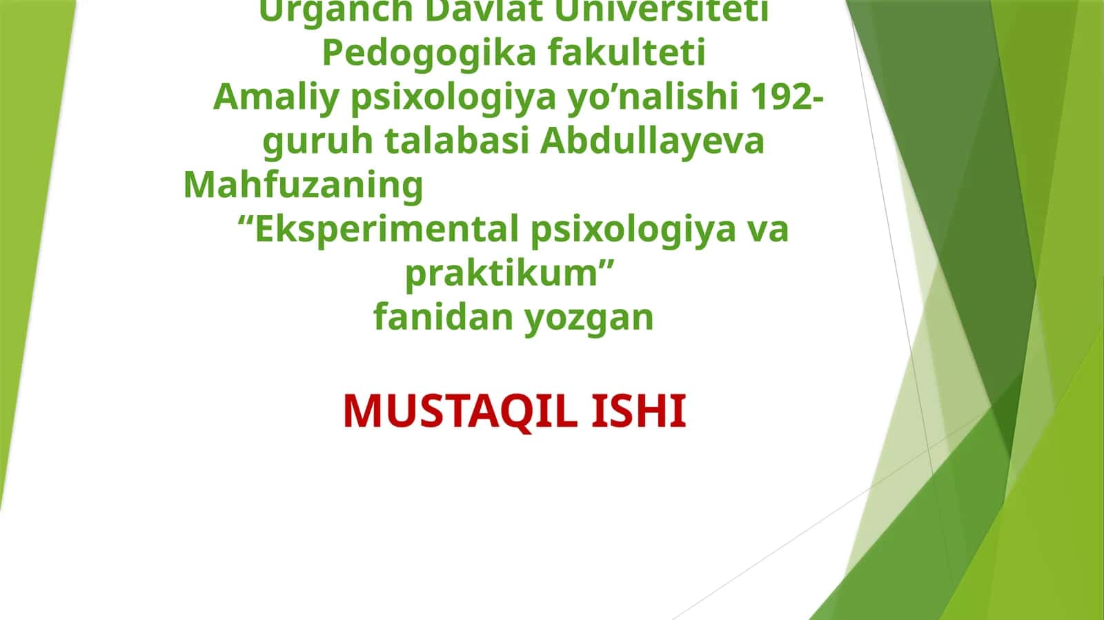 Eksperimental psixologiya va praktikum 1