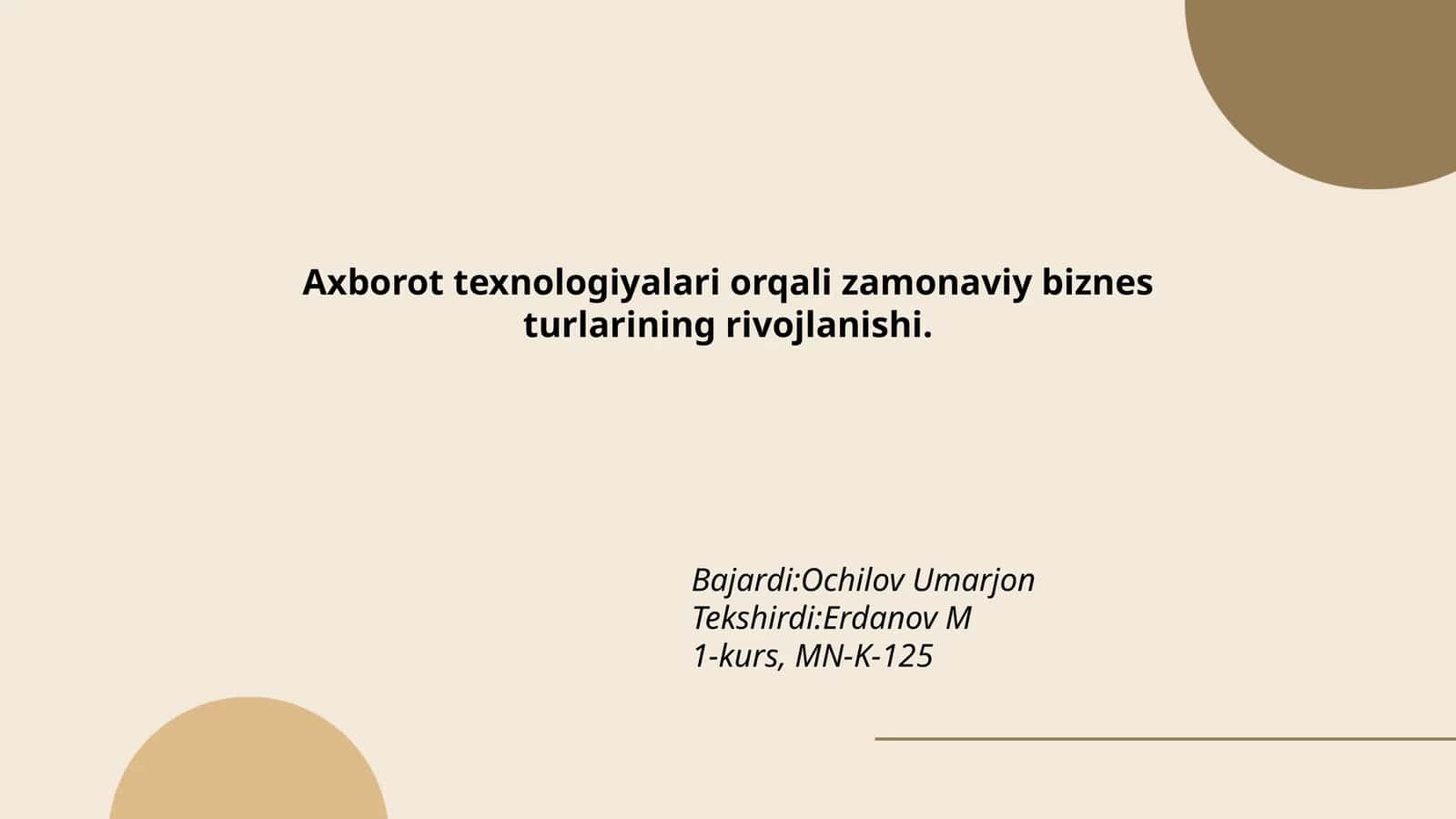 Zamonaviy biznes turlarining rivojlanishi 1