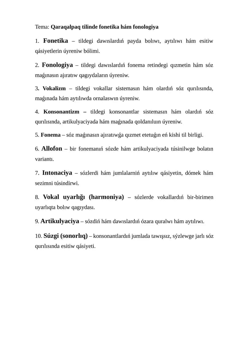 Qaraqalpaq tilinde fonetika hám fonologiya 1