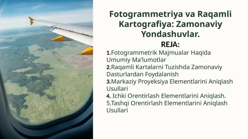 Fotogrammetriya va Raqamli Kartografiya: Zamonaviy Yondashuvlar 1