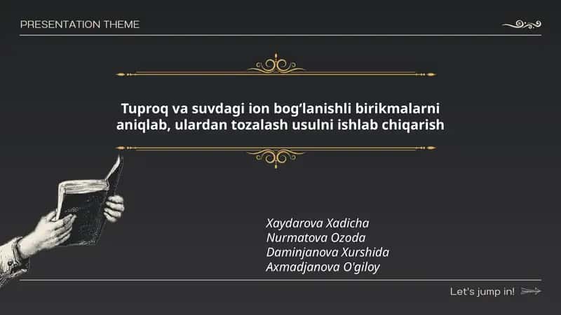 Tuproq va suvdagi ion bog‘lanishli birikmalarni aniqlab, ulardan tozalash usulni ishlab chiqarish 1