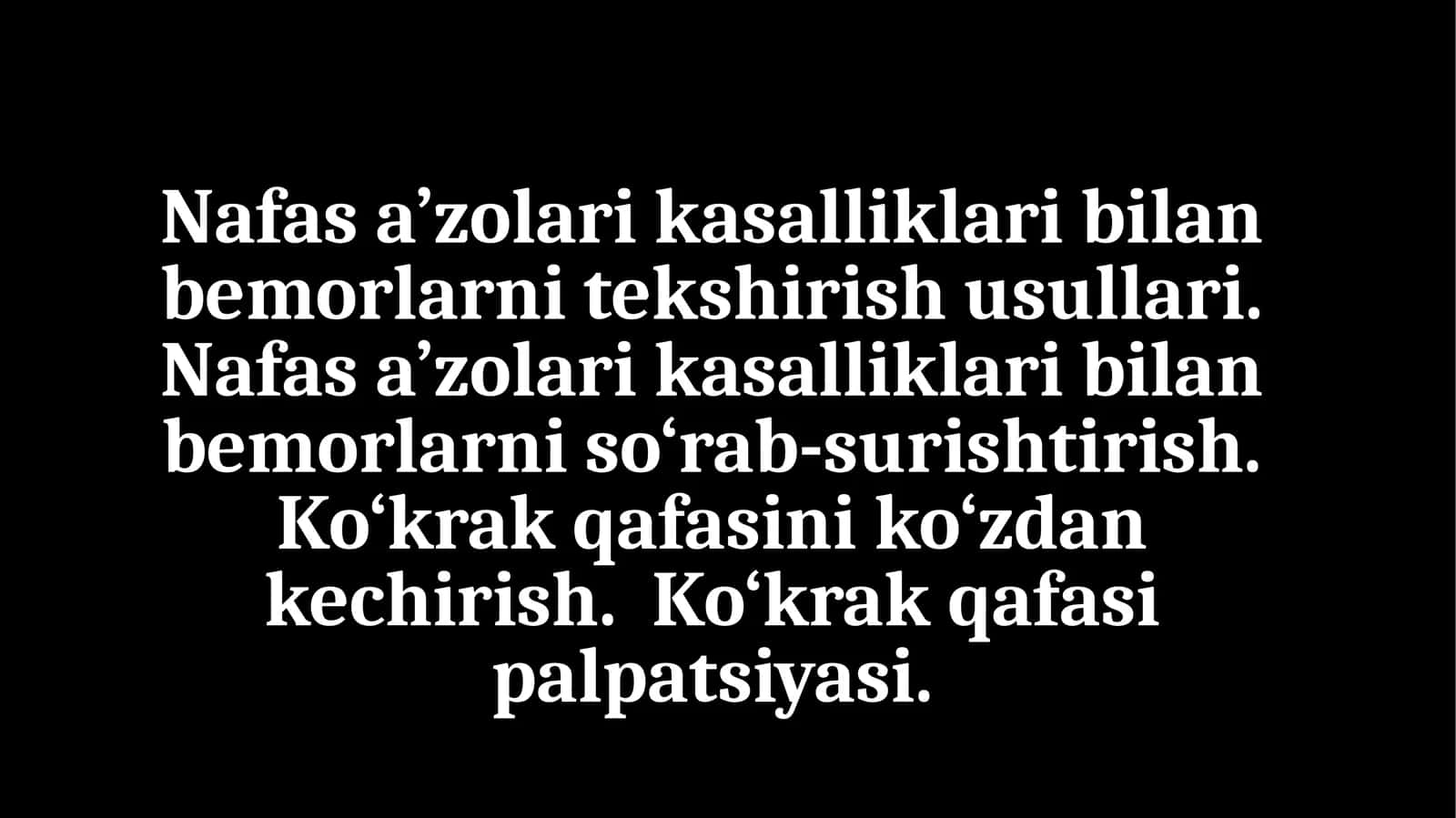 Нафасаъзолари касалликлари билан беморларни текшириш усуллари 1