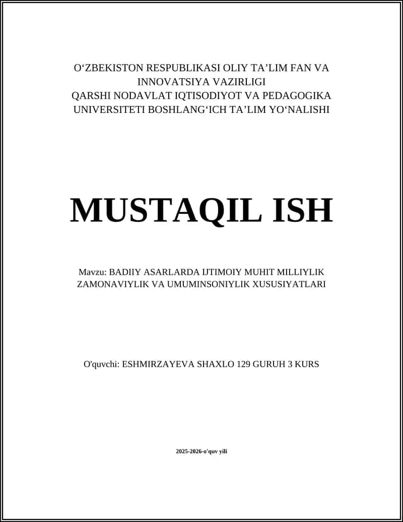 Badiiy asarlarda ijtimoiy muhitning obraziy tasviri va uning mazmuniy roli 1