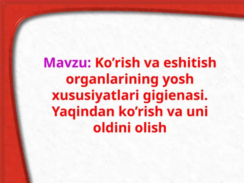 Analizatorlar gigienasi 1