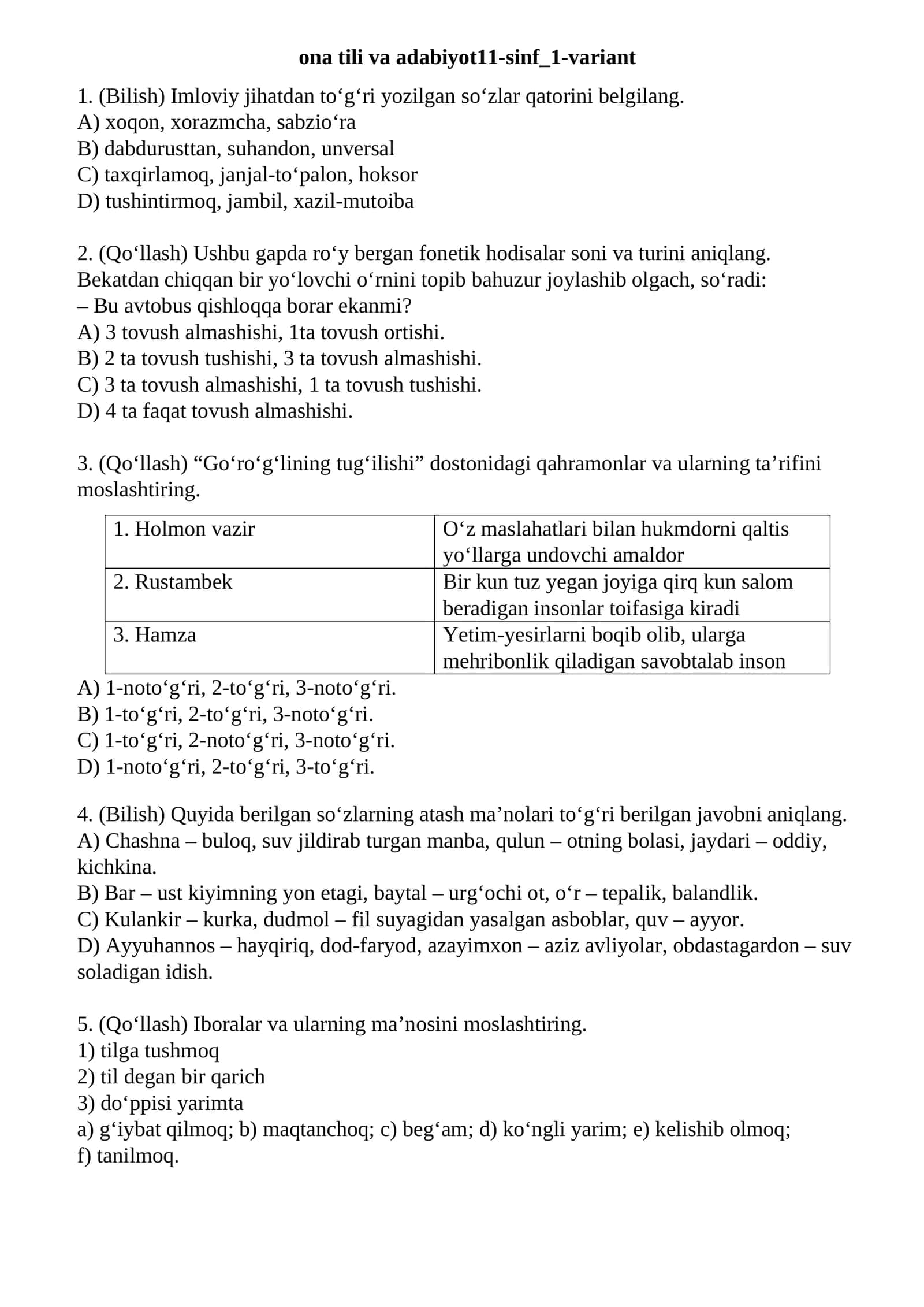 ona tili va adabiyot11-sinf_1-variant 1