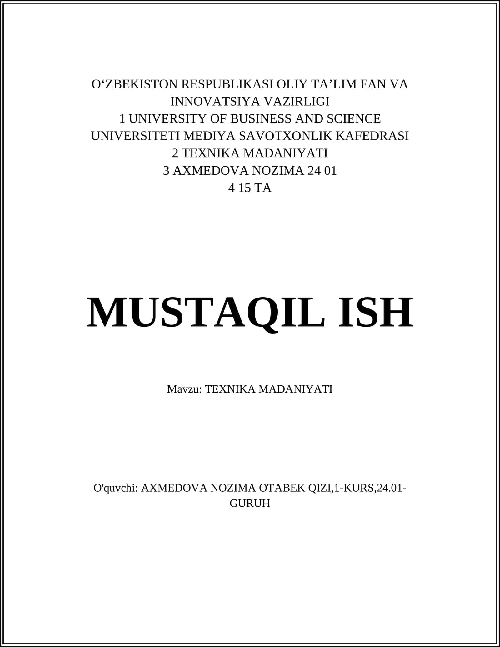 TEXNIKA MADANIYATI 1
