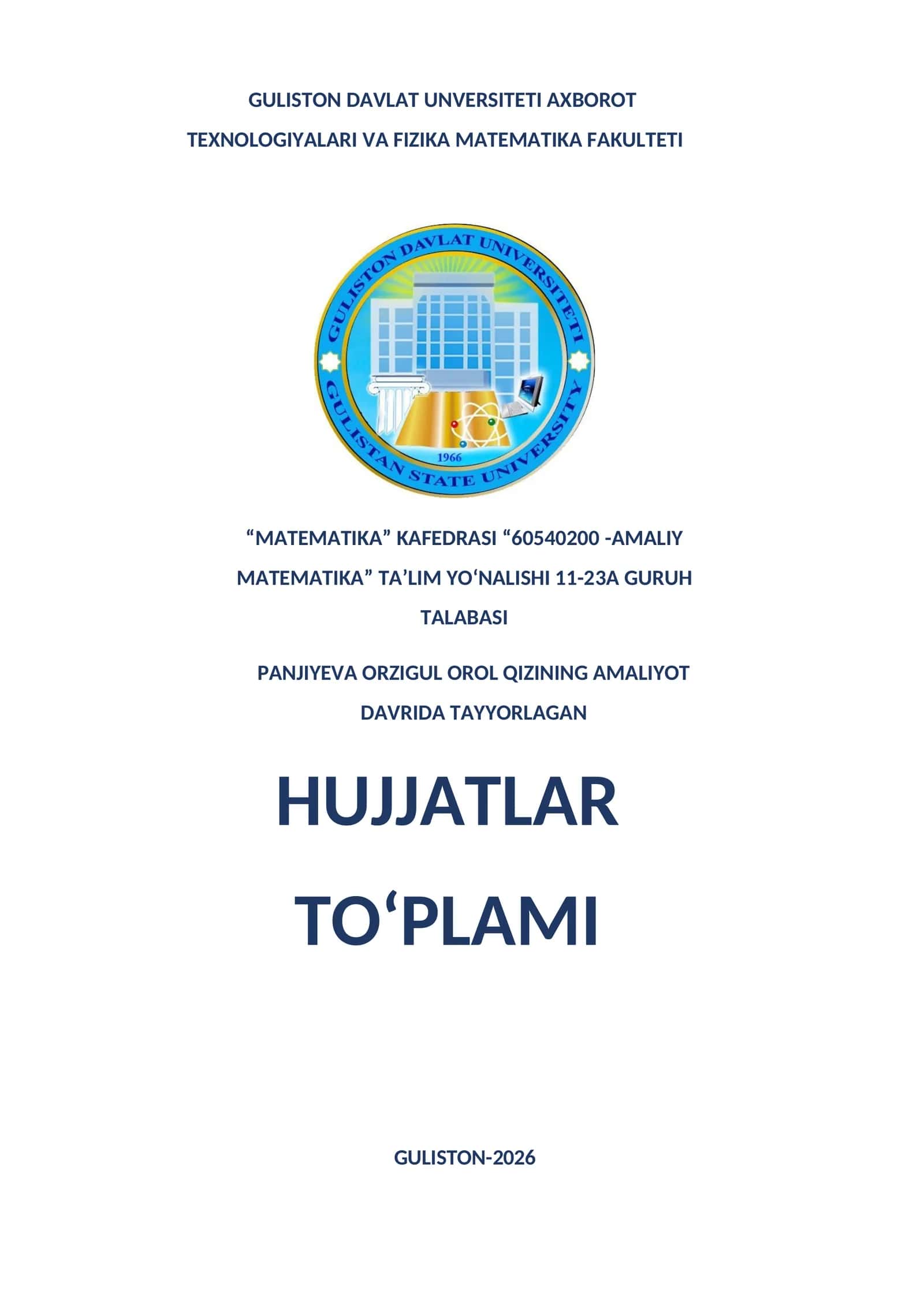 AMALIYOT DAVRIDA TAYYORLAGAN HUJJATLAR TO‘PLAMI 1