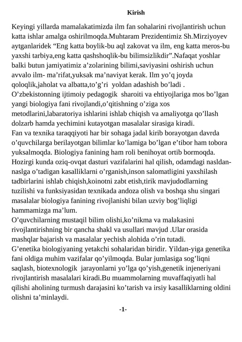 GENETIKA HAQIDA UMUMIY MA’LUMOT VI BO'LIM 1
