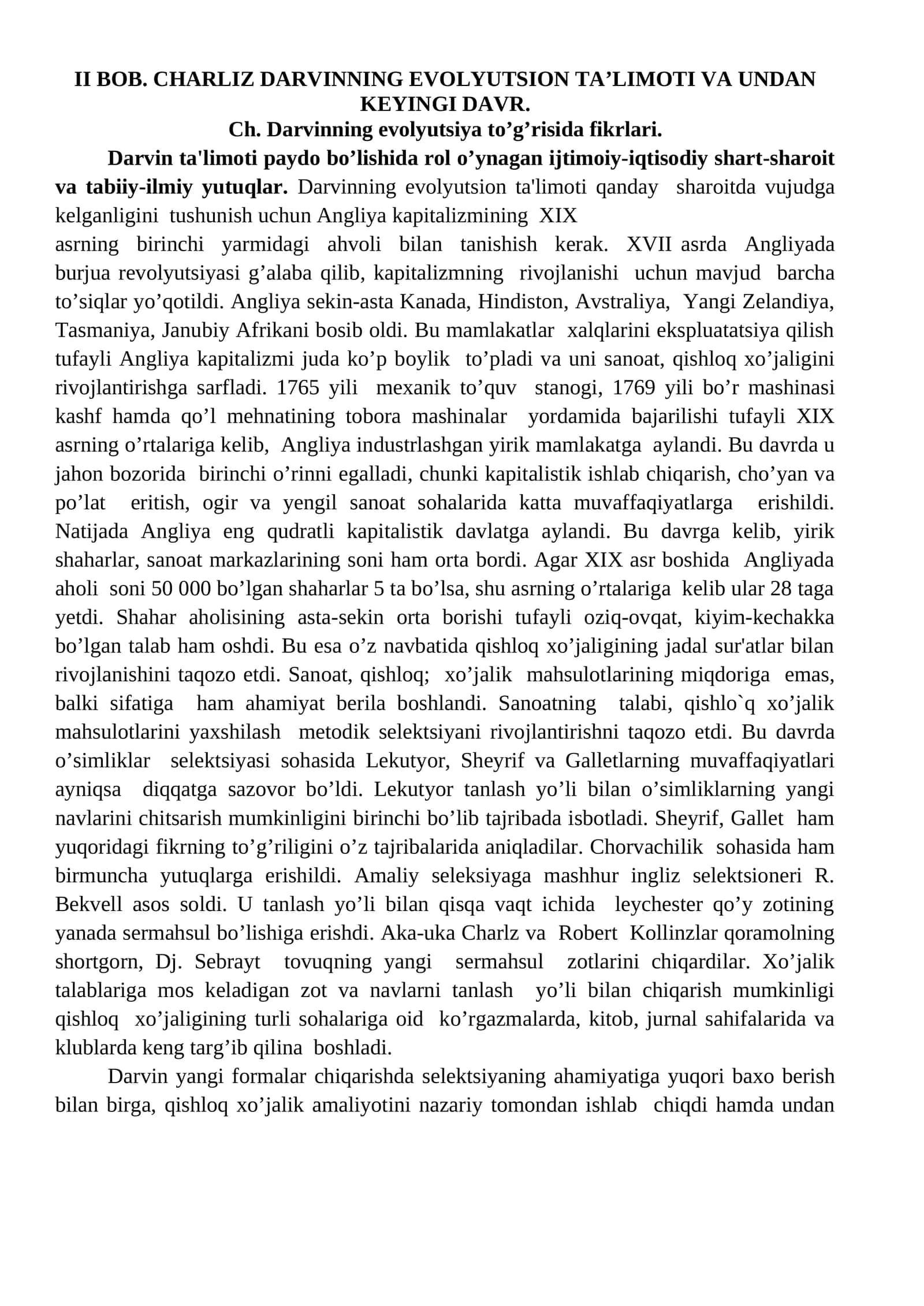 CHARLIZ DARVINNING EVOLYUTSION TA’LIMOTI VA UNDAN KEYINGI DAVR 1