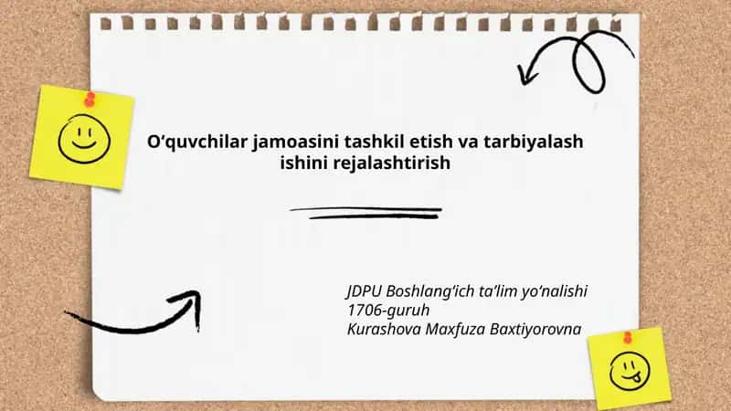 Oʻquvchilar jamoasini tashkil etish va tarbiyalash ishini rejalashtirish 1