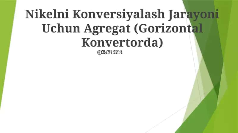 Nikelni Konversiyalash Jarayoni Uchun Agregat (Gorizontal Konvertorda) 1