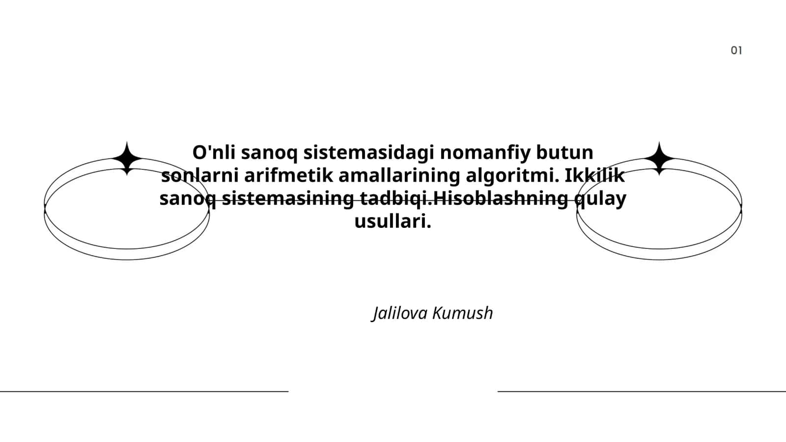 O'nli sanoq sistemasidagi nomanfiy butun sonlarni arifmetik amallarining algoritmi 1