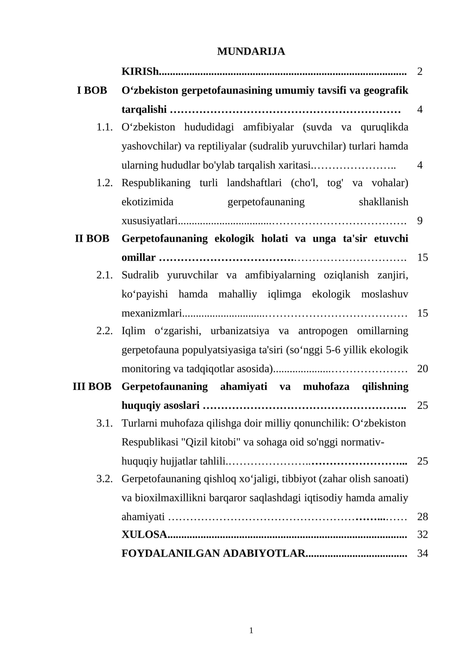 O‘zbekiston gerpetofaunasi tarqalishi, ekologiyasi va ahamiyati 1