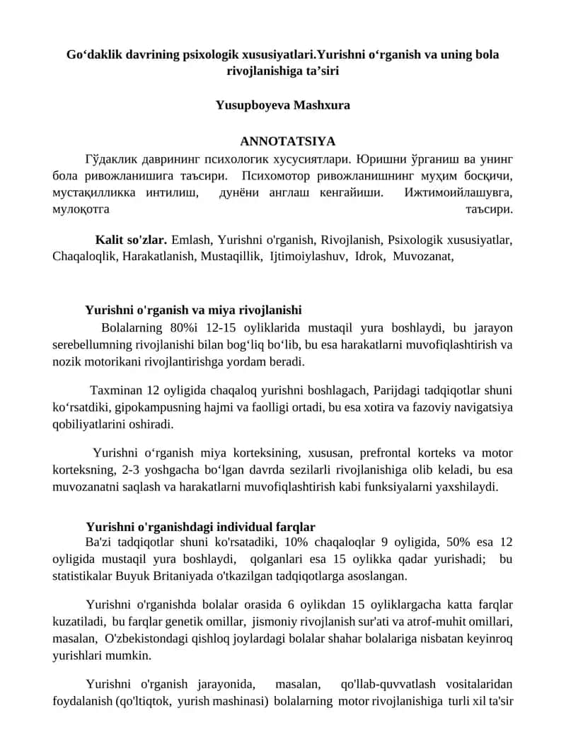 Goʻdaklik davrining psixologik xususiyatlari 1