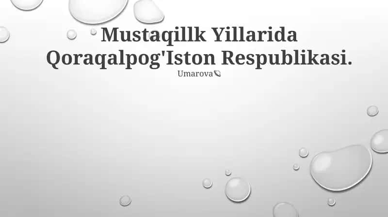 Mustaqillk Yillarida Qoraqalpog'Iston Respublikasi 1
