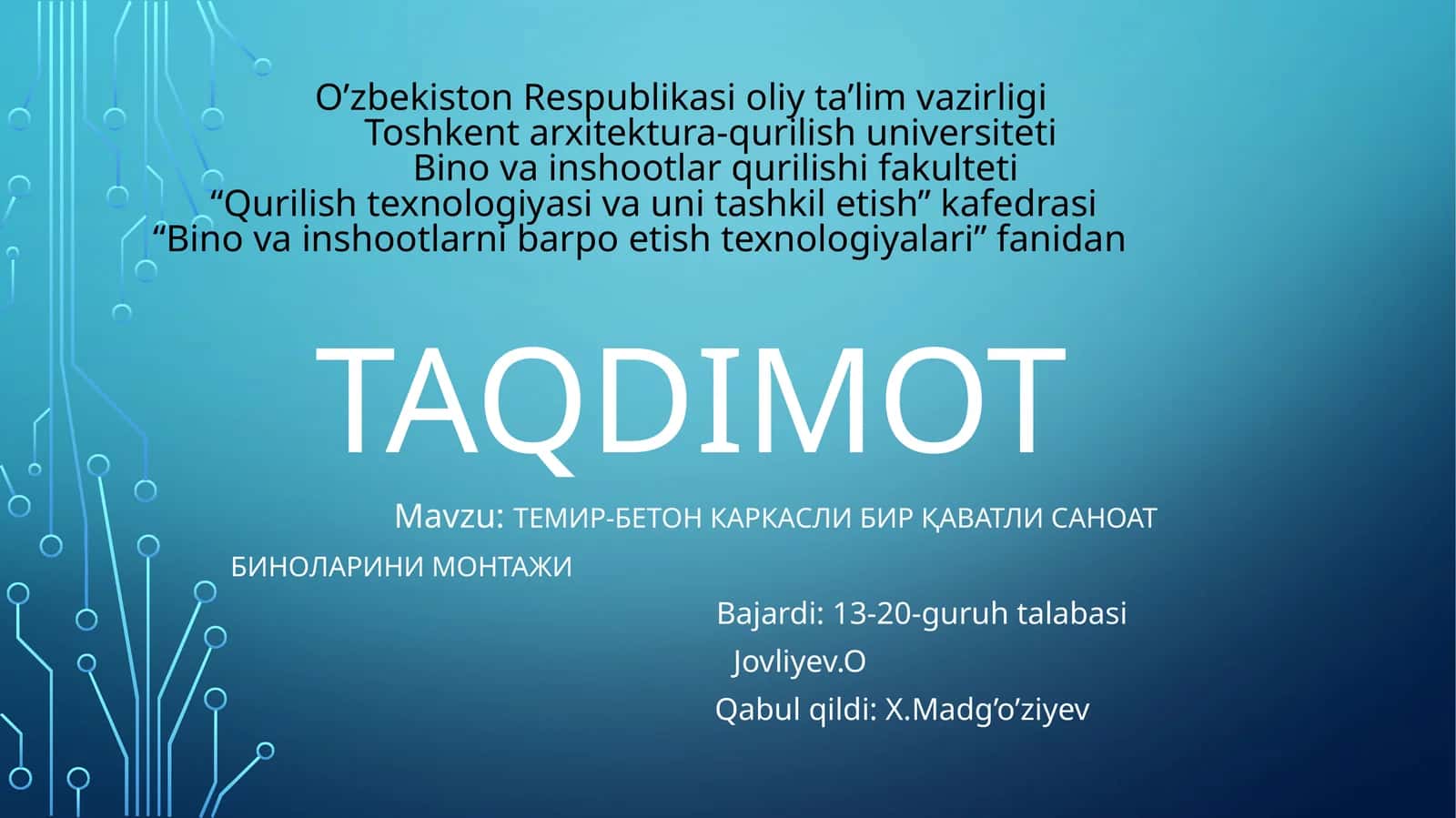 ТЕМИР-БЕТОНКАРКАСЛИ БИР ҚАВАТЛИ САНОАТ БИНОЛАРИНИ МОНТАЖИ 1