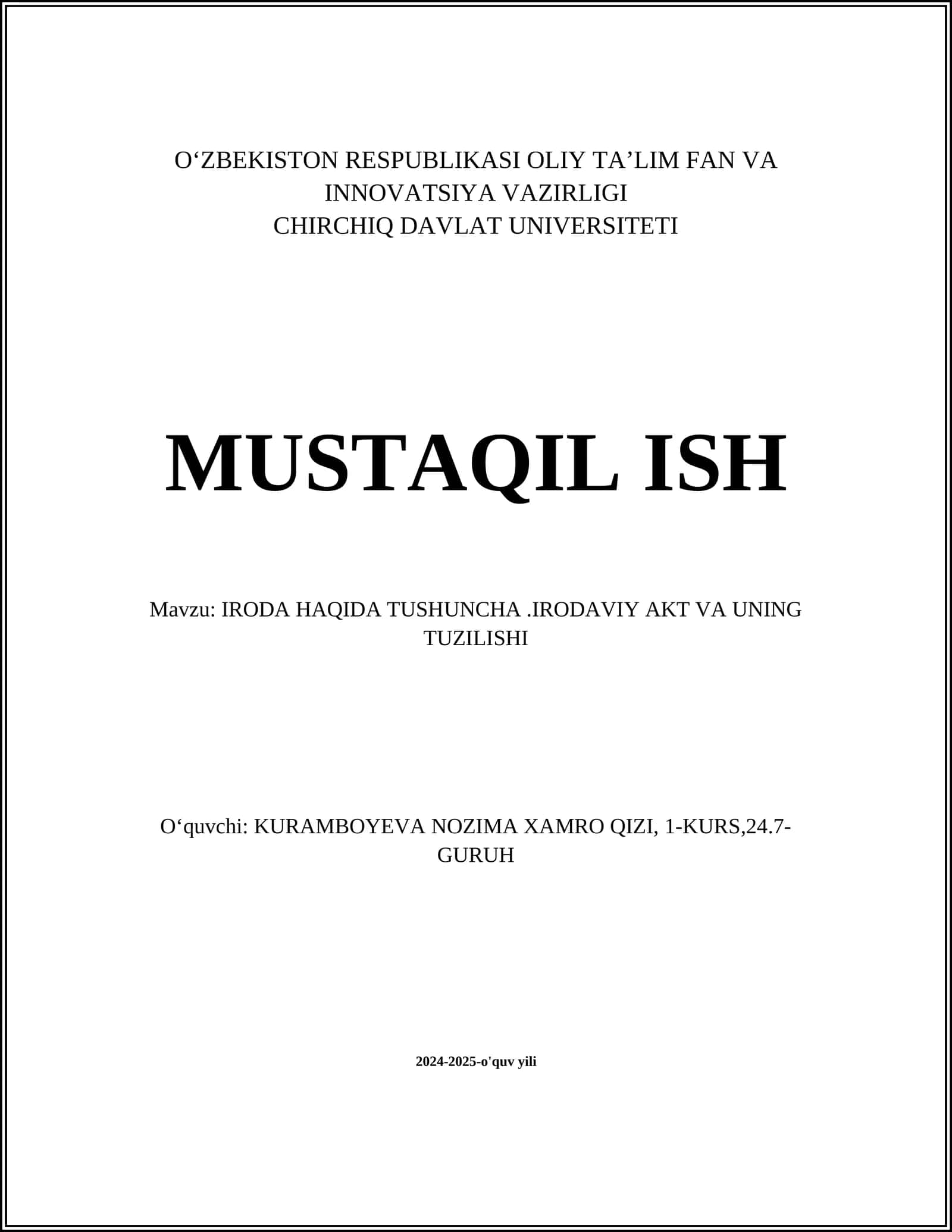 Iroda tushunchasi 1