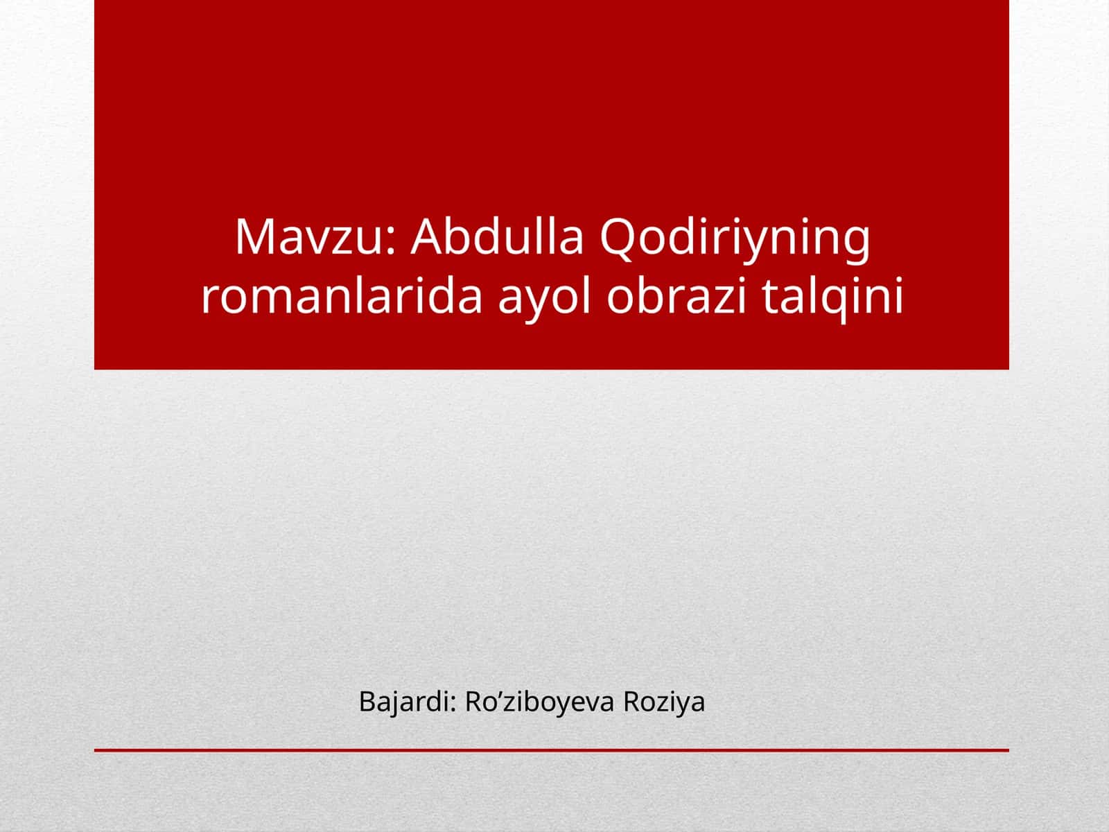 Abdulla Qodiriyning romanlarida ayol obrazlari talqini 1