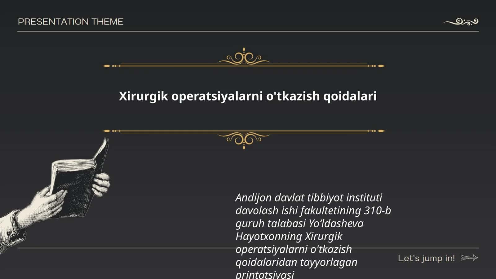 Xirurgik operatsiyalarni o'tkazish qoidalari 1
