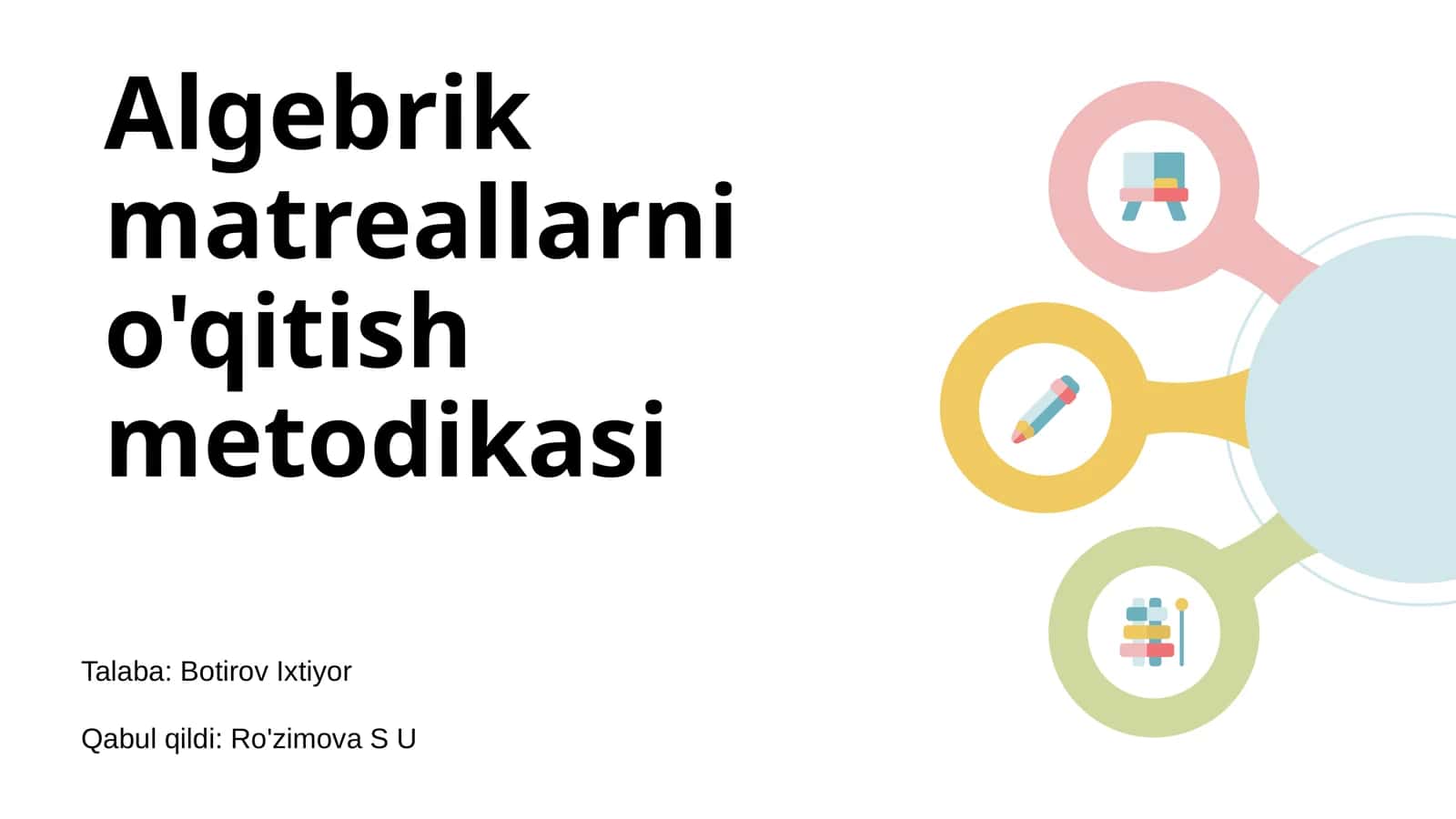 Algebrik matreallarni o'qitish metodikasi 1