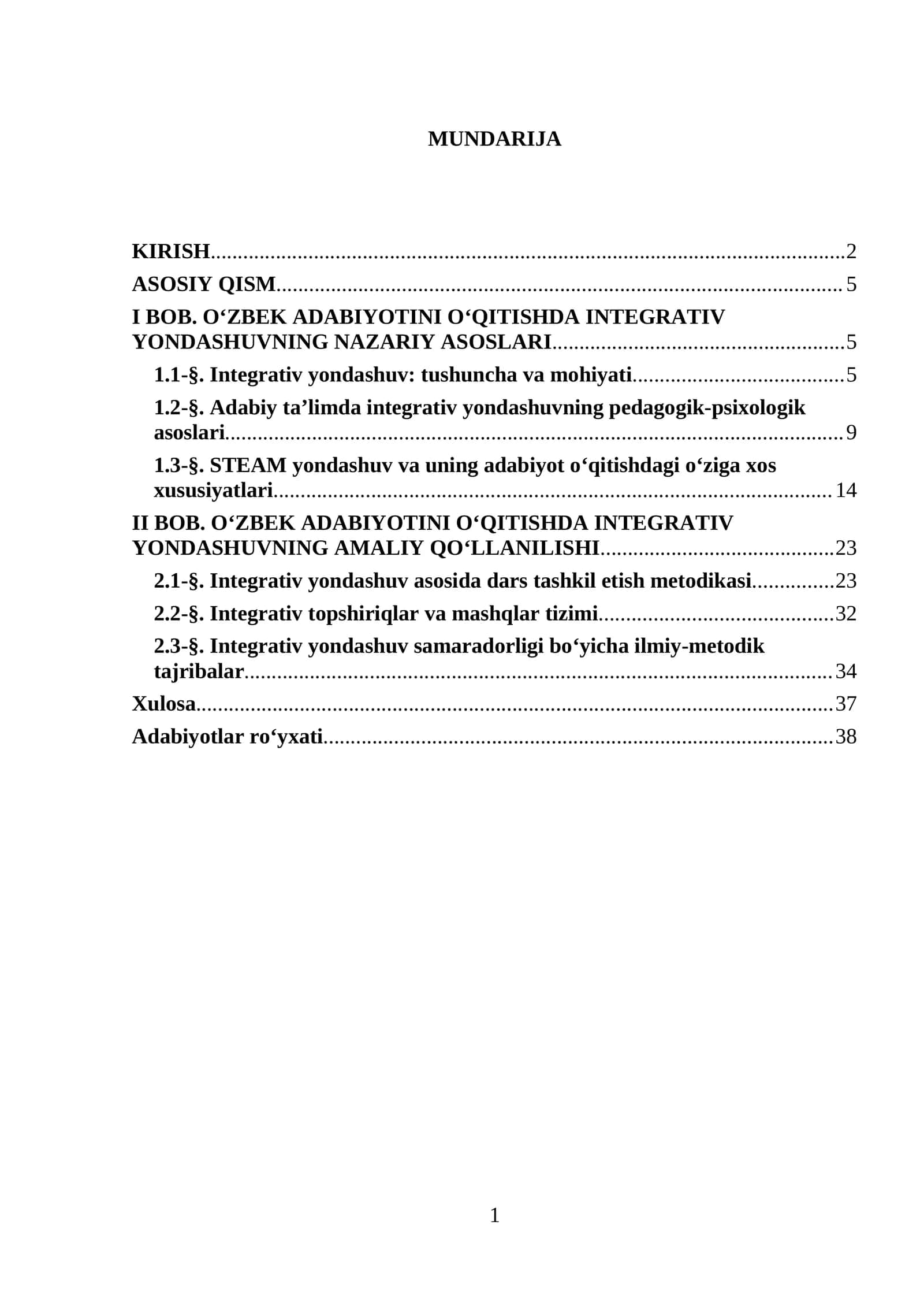 O‘zbek Adabiyotini O‘qitishda Integrativ Yondashuv 1