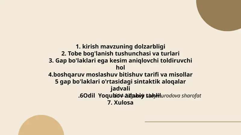 Gaplar sintaktik aloqalar jadvali 1