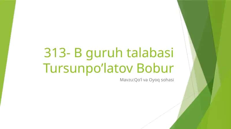 Qo‘l Va Oyoq Sohasi 1