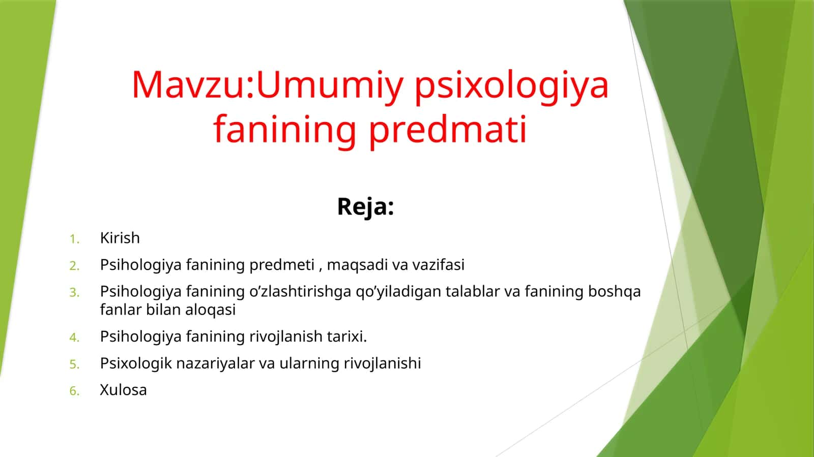 Umumiy psixologiya fanining predmeti 1