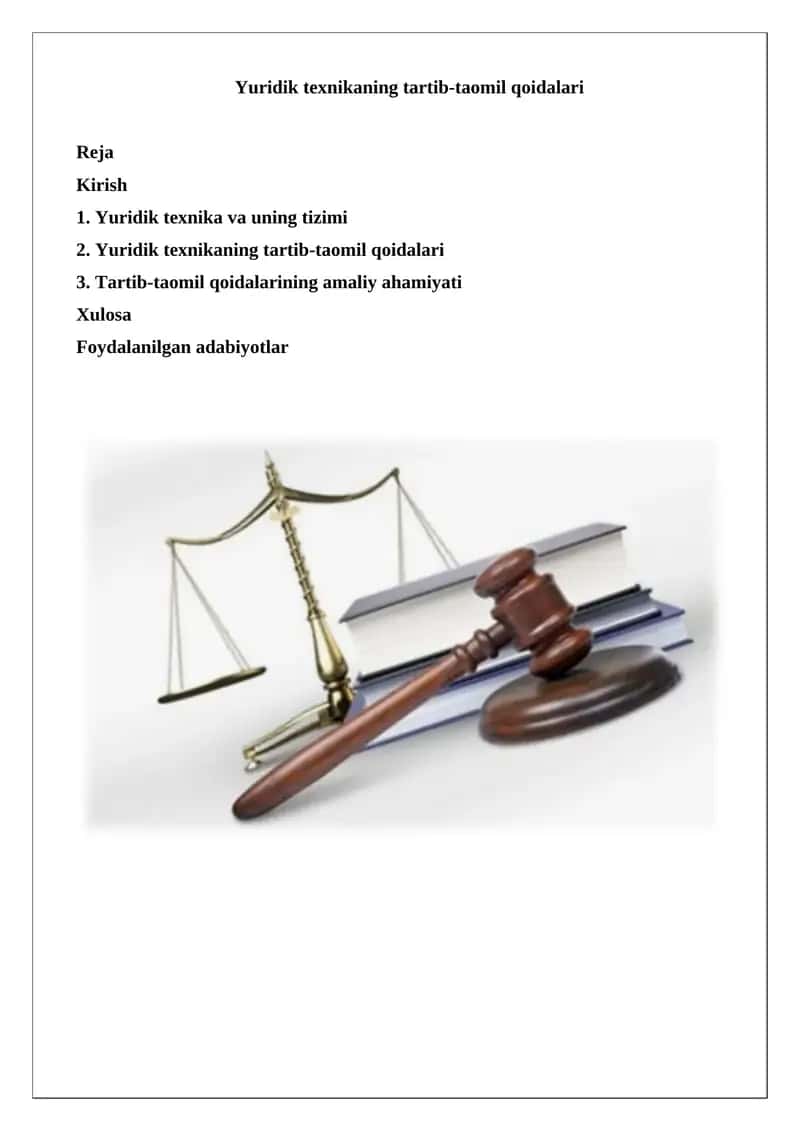 Yuridik texnikaning tartib-taomil qoidalari 1