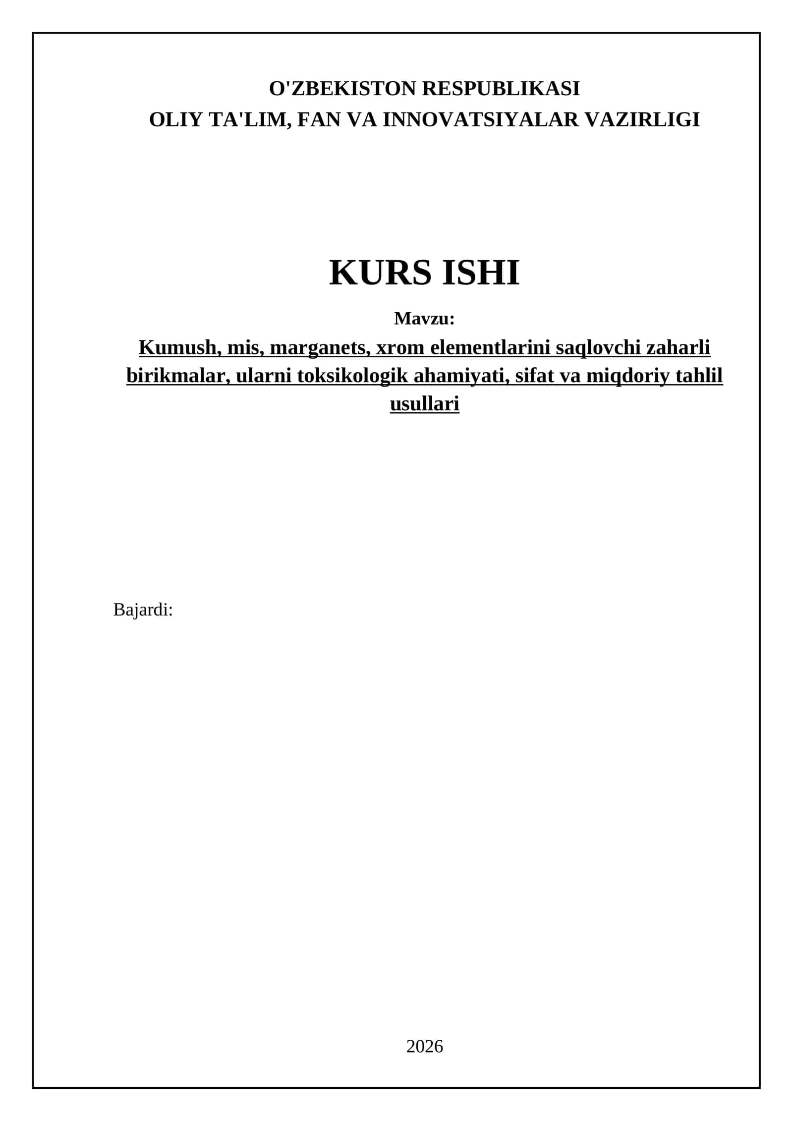 Kumush, mis, marganets va xromning zaharli birikmalari 1