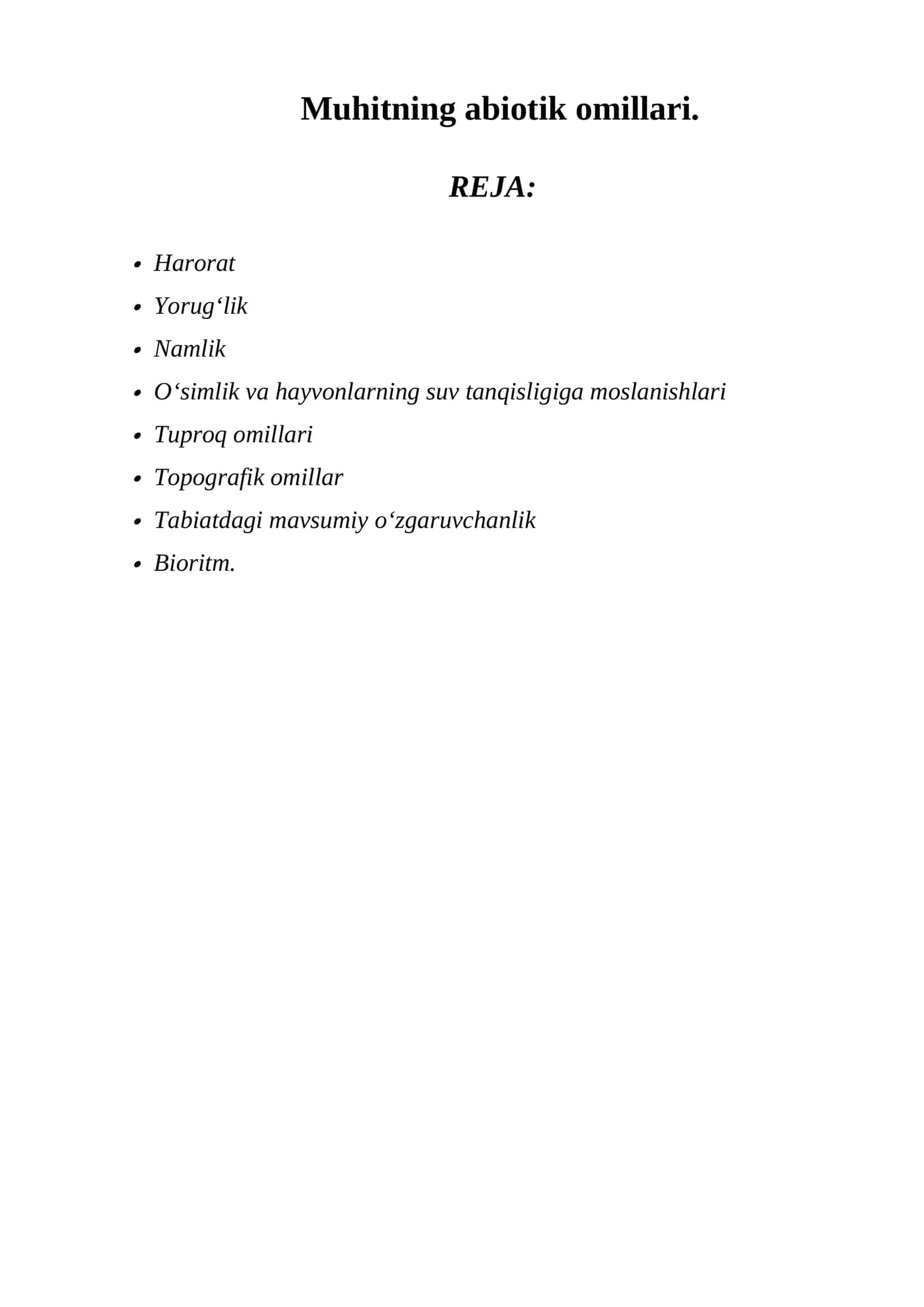 Muhitning abiotik omillari 1