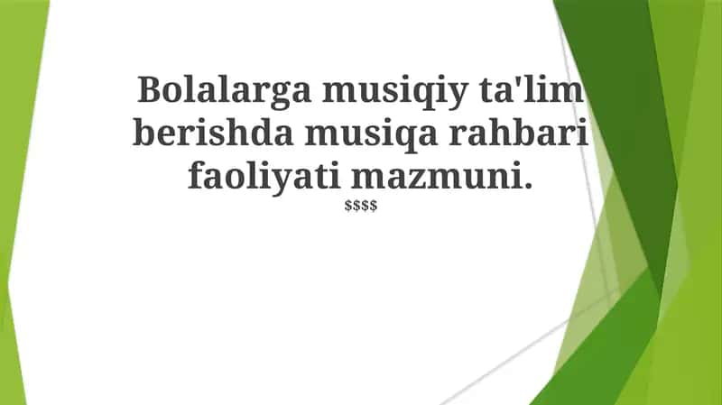 Bolalarga musiqiy ta'lim berishda musiqa rahbari faoliyati mazmuni 1