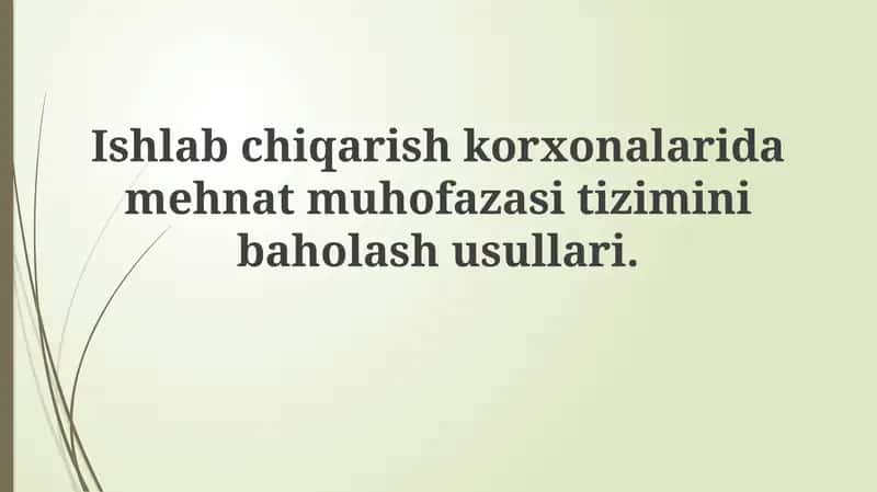 Mehnat muhofazasi tizimini baholash 1