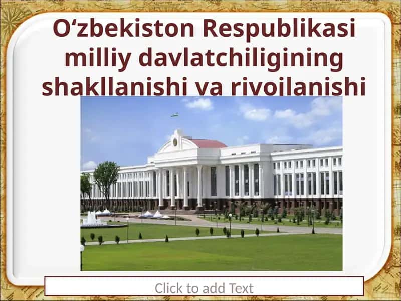 O‘zbekiston Respublikasi Milliy Davlat Chetellikining Shakllanishi va Ro‘yoblanish. Prezidentlik Instituti 1