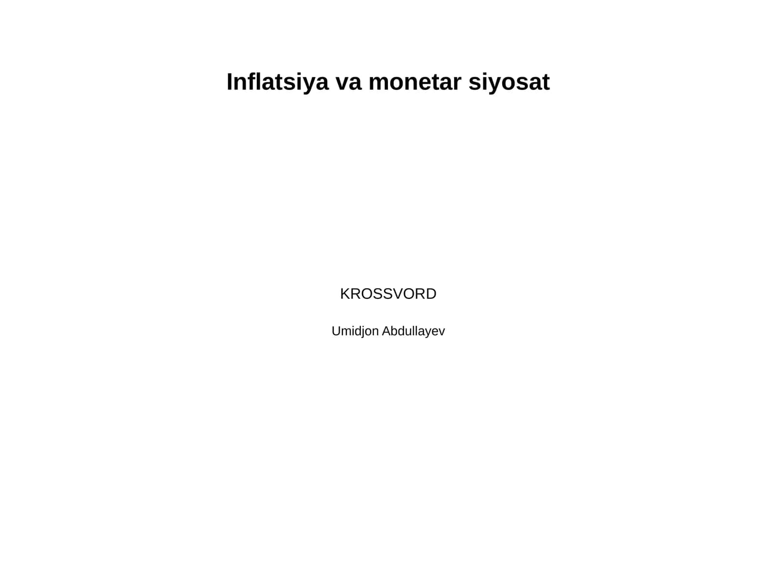 Inflatsiya va monetar siyosat 1