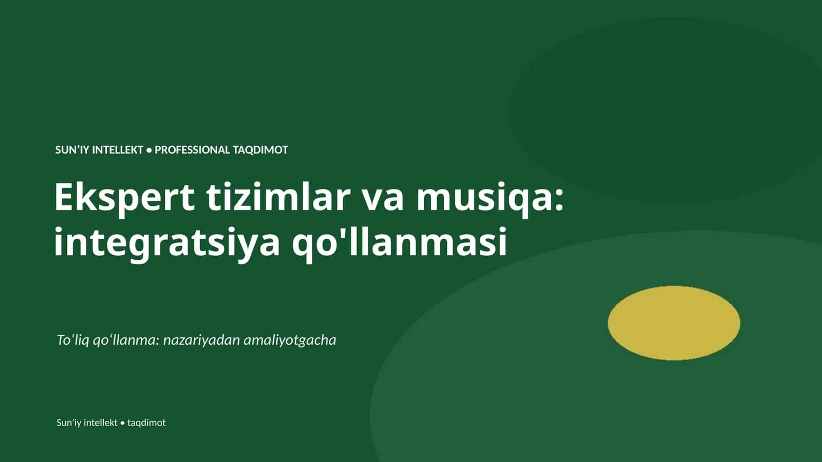 Ekspert tizimlar va musiqa: integratsiya qo'llanmasi 1