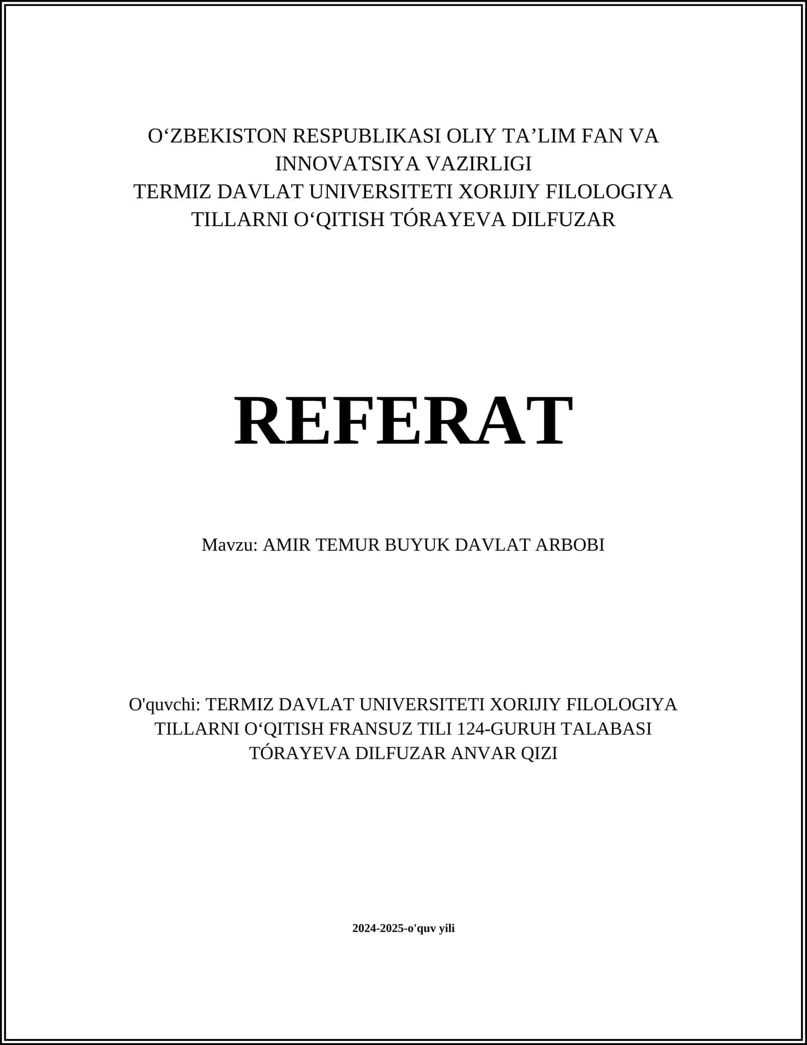 AMIR TEMUR BUYUK DAVLAT ARBOBI 1